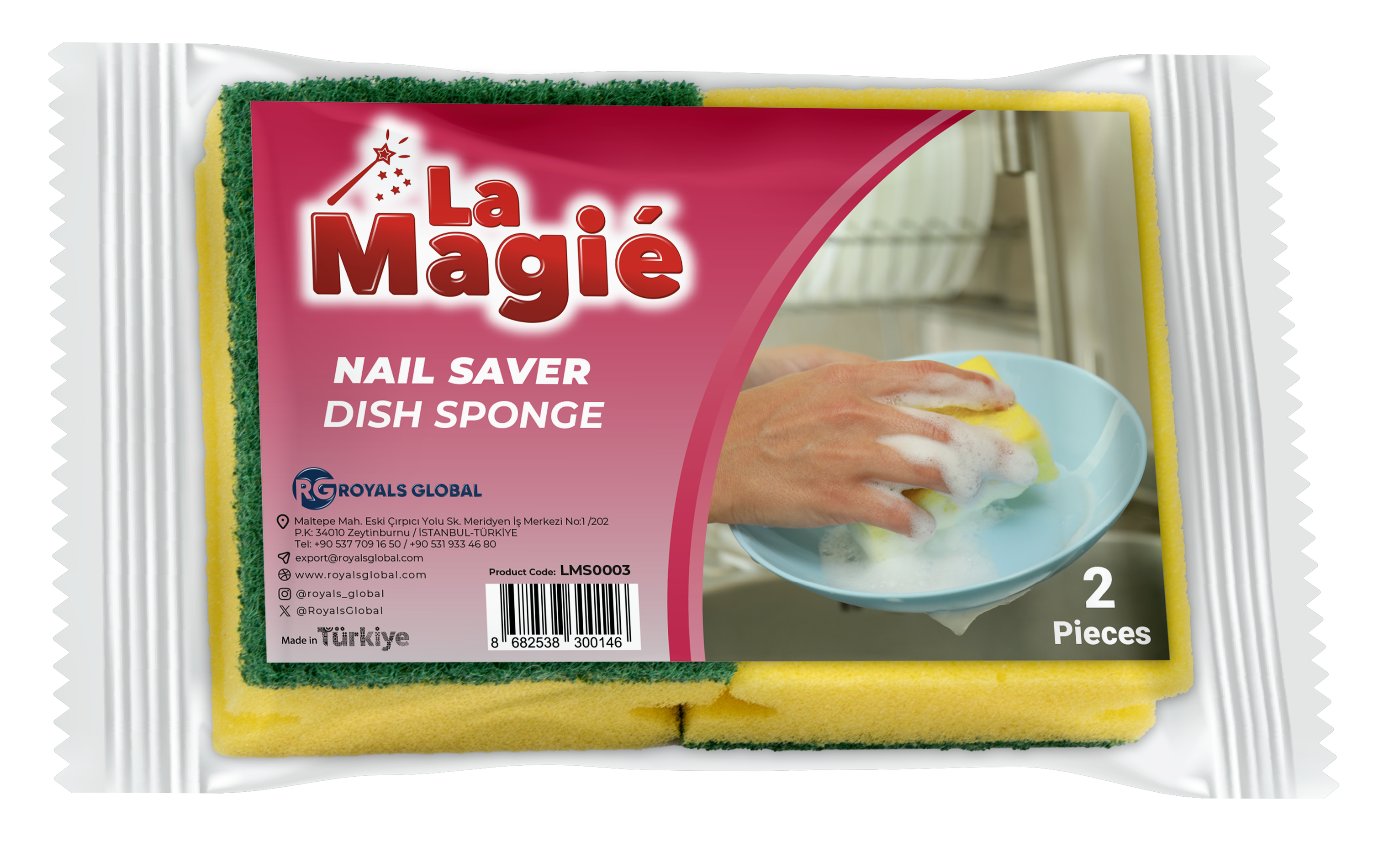 LA MAGIÉ NAIL SAVER DISH SPONGES 2 PCS